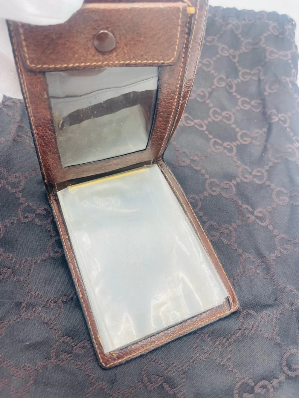Gucci Beige Monogram Canvas Bifold Wallet with Brown Trim